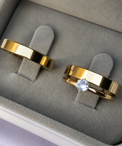 Alianças de Casamento 4mm Banhado a Ouro 18K – Reto Anatômico