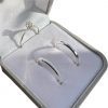 Alianças de Namoro em Prata 950 2mm | Modelo Milena 02 | Chanfrado Fino | Semi Anatômico | Feminina Toda Diamantada